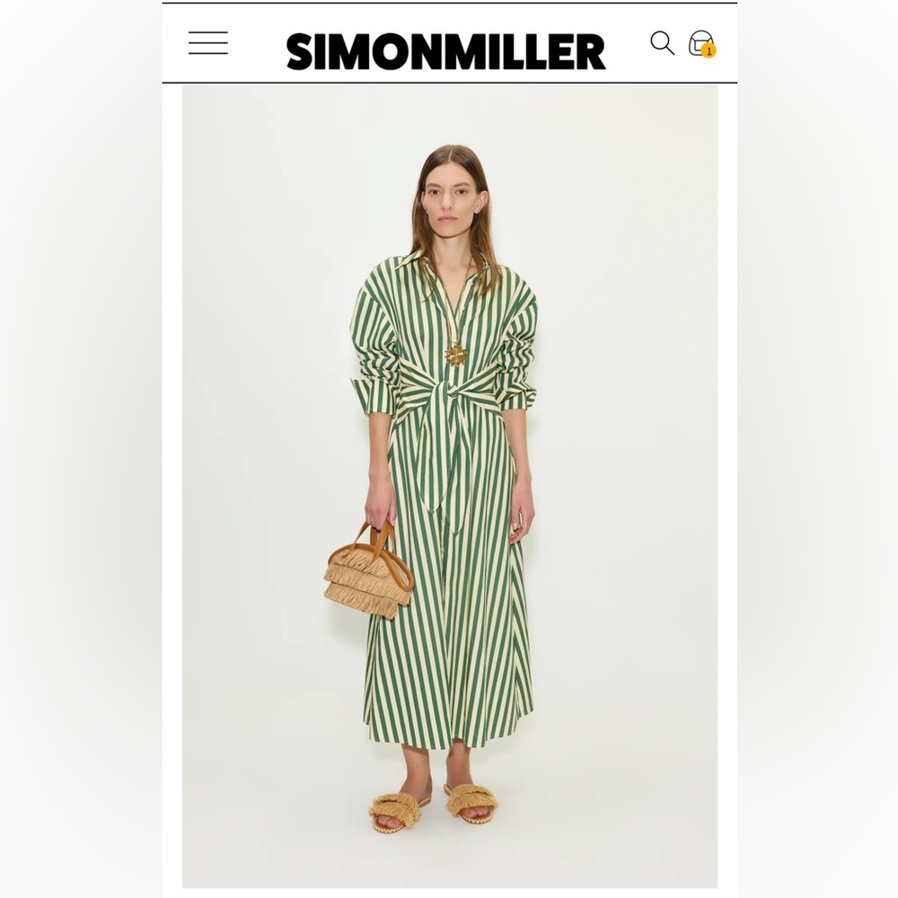 LOCH POPLIN MAXI DRESS IN GUMMY GREEN/ECRU STRIPE